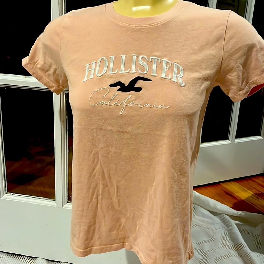 Pink Hollister Logo Vintage Graphic Tee Shirt Womens size Extra Small